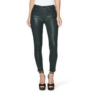 PAIGE Hoxton Skinny Ankle Jean in Deep Emerald Luxe Coating